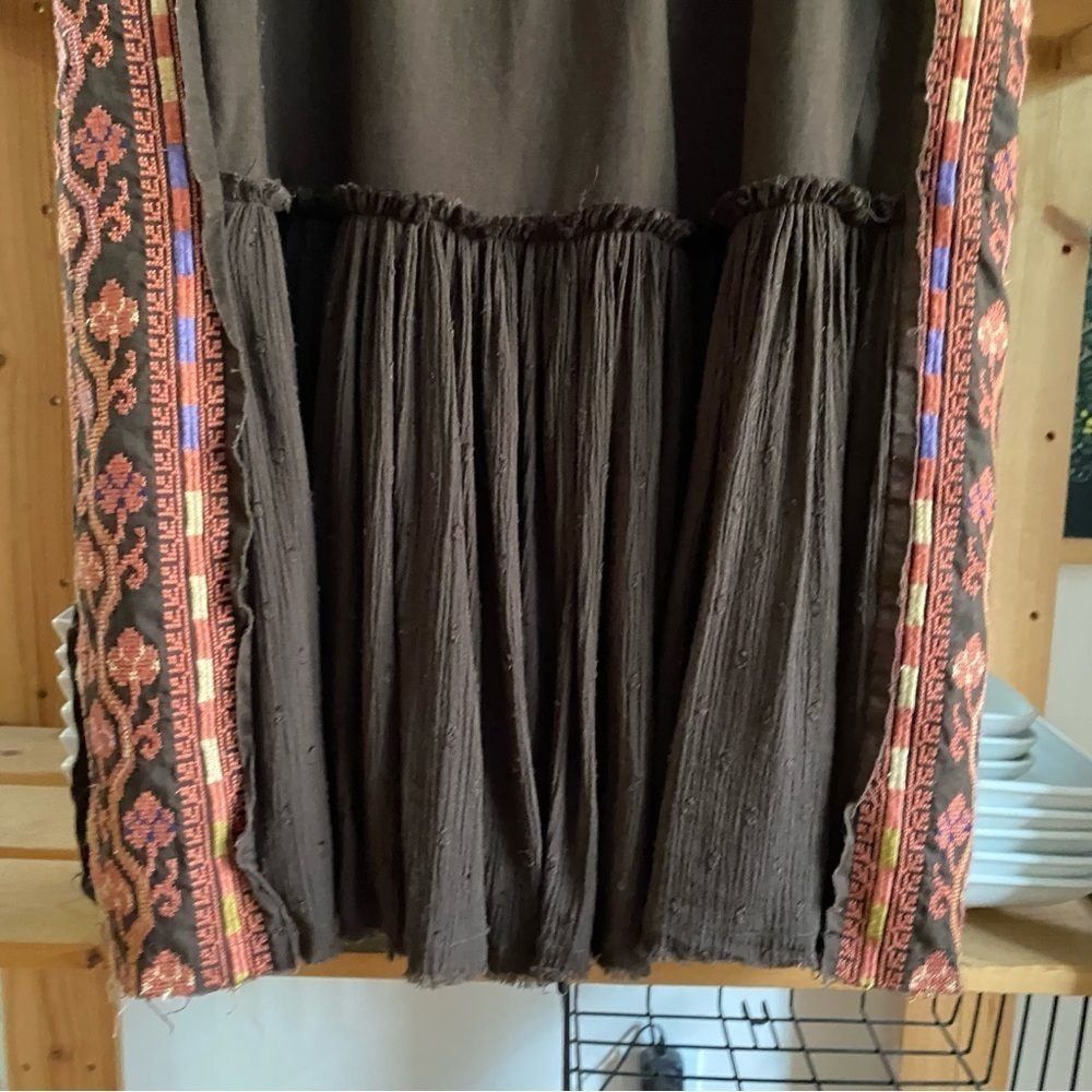 Free People Brown Embroidered Day Glow Mini Dress Small - Picture 10 of 16